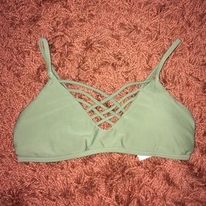 Hollister Olive Green Strappy Scoop  Bikini Top